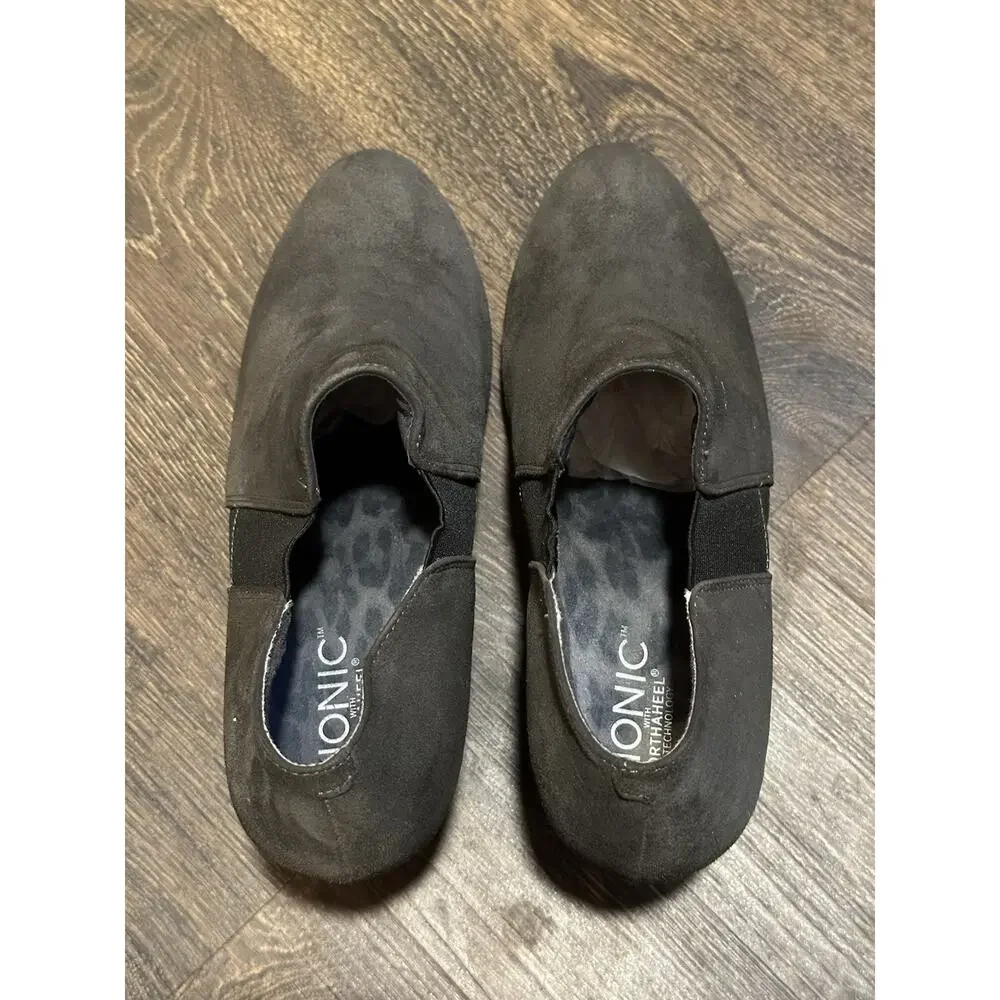 VIONIC Women's Size 8  Stanton Gray Suede Comfort Wedge Ankle Boots Booties